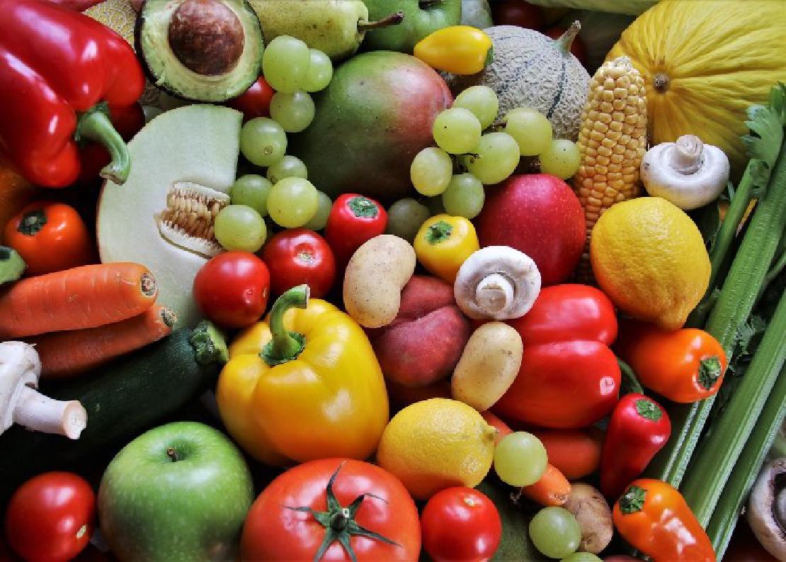 a colorful assortment of fruits and vegetables.